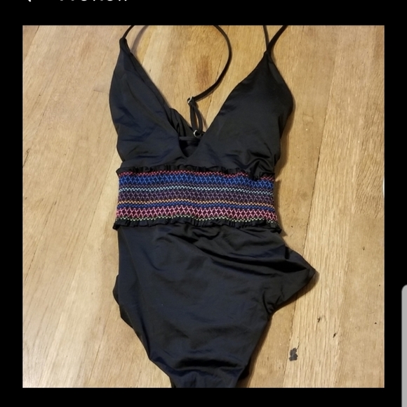 BAR III Smocking Solids Plunge Swimsuit SZ S NWT - Picture 3 of 7